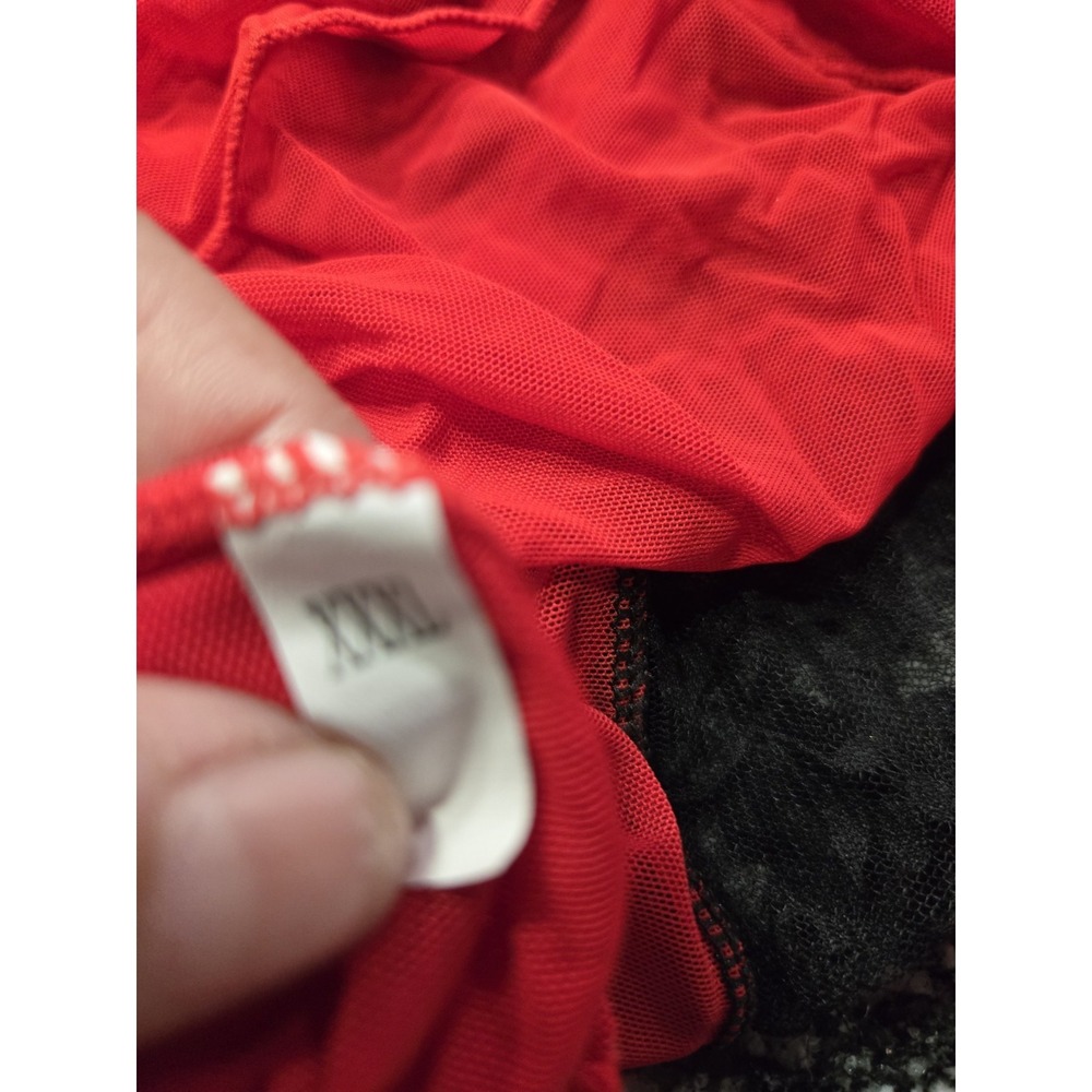 Sexy‎ Red & Black Lace Babydoll Lingerie Chemise Nightgown Mesh Slip - Plus XXXL - Picture 4 of 4